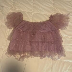 Lush Purple Dotted Ruffle Top